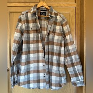Carhartt Loose Fit Flannel Men's Brown and Gray Checkered Shirt / Large Tall